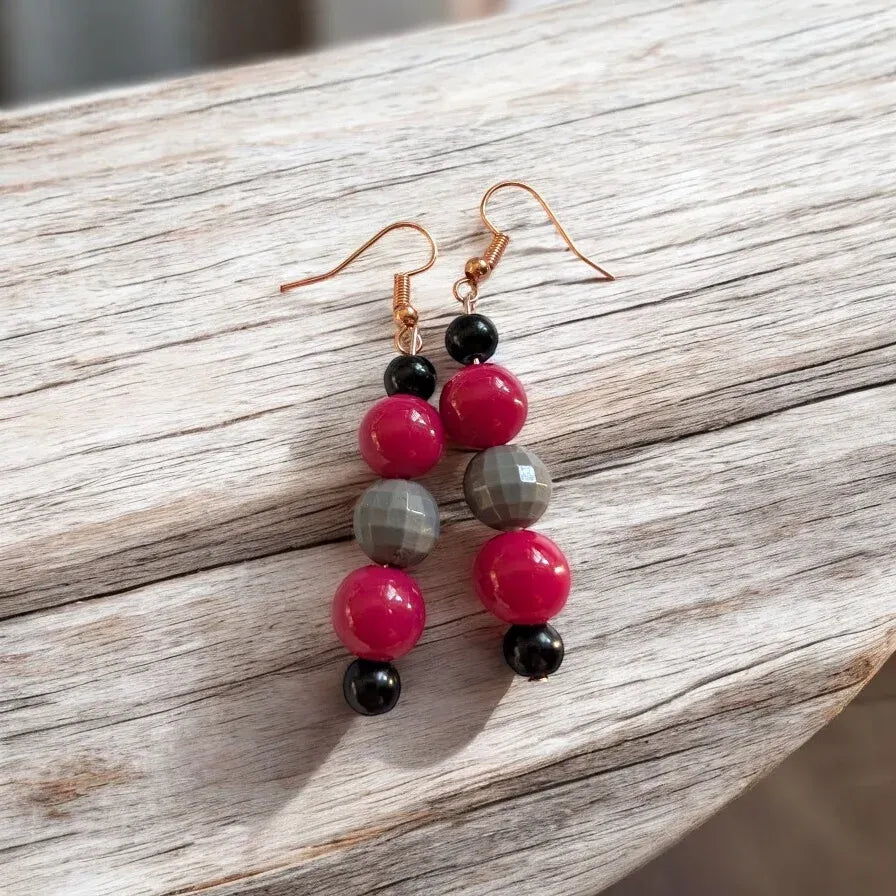 Berry Charcoal Drop Earrings
